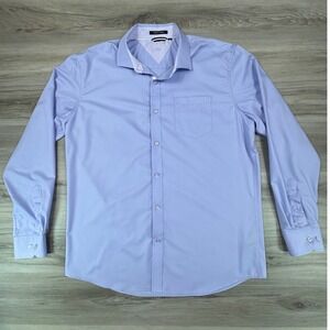 Easy Care Mens Bamboo Blend Stretch Dress Shirt Lavender Purple Size Large